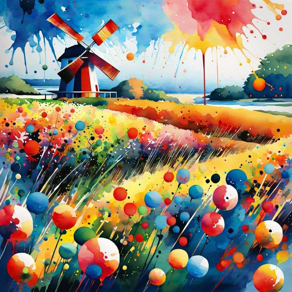 Colorful Abstract Splatter Art in Graffiti Style