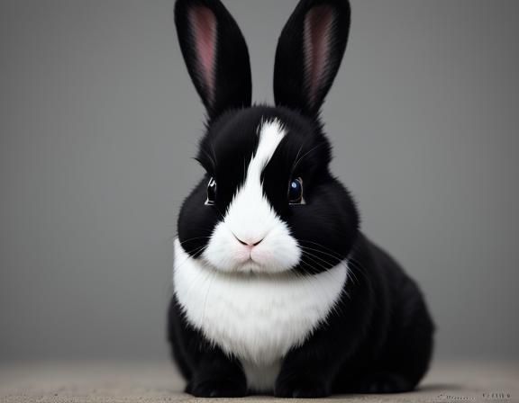 Adorable Black Bunny with White Gloves, Professional Photogr...