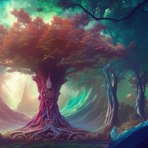 Tree of Life God and Goddess: Fantasy Concept Art