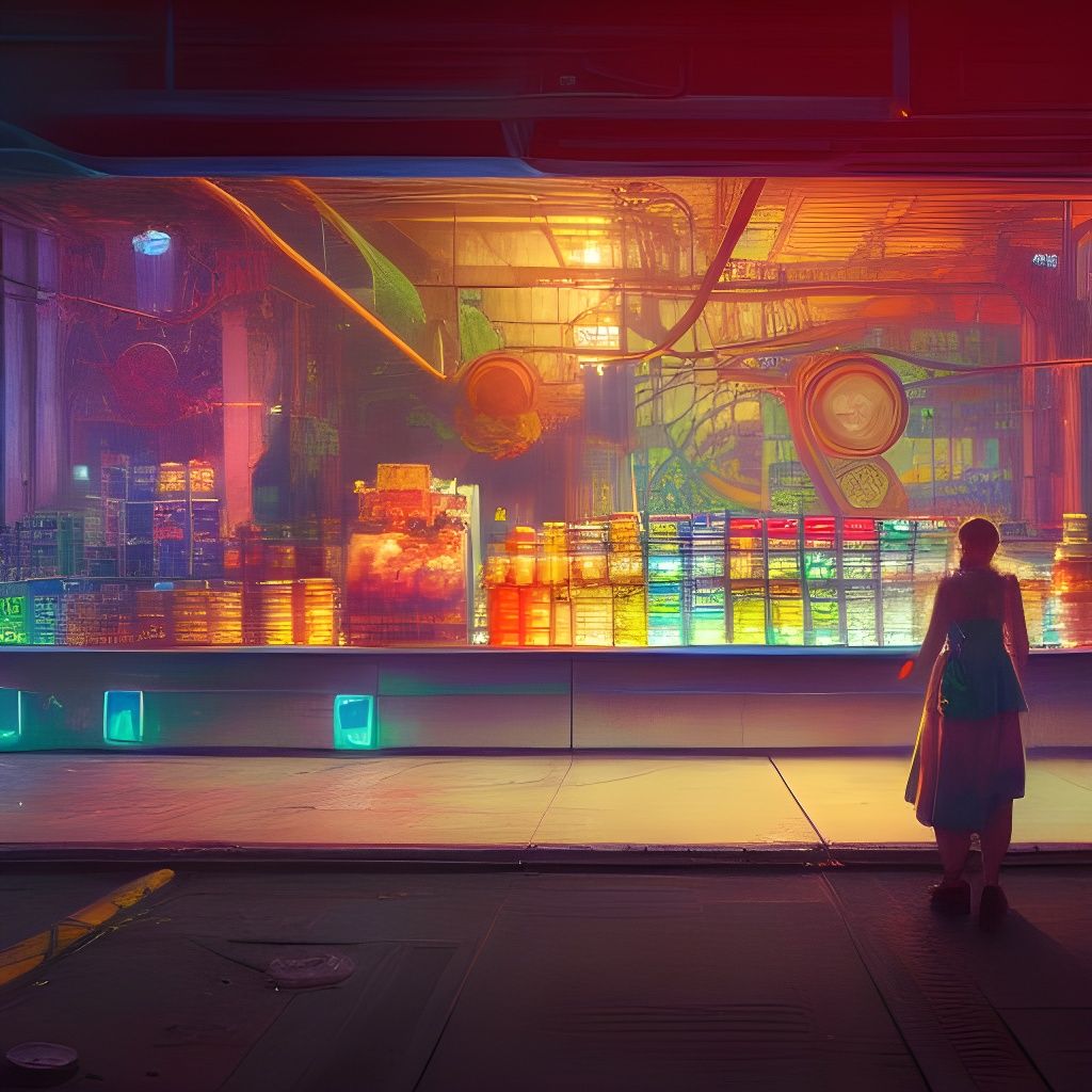 Fluorescent Soda Vendor Machine, Digital Art