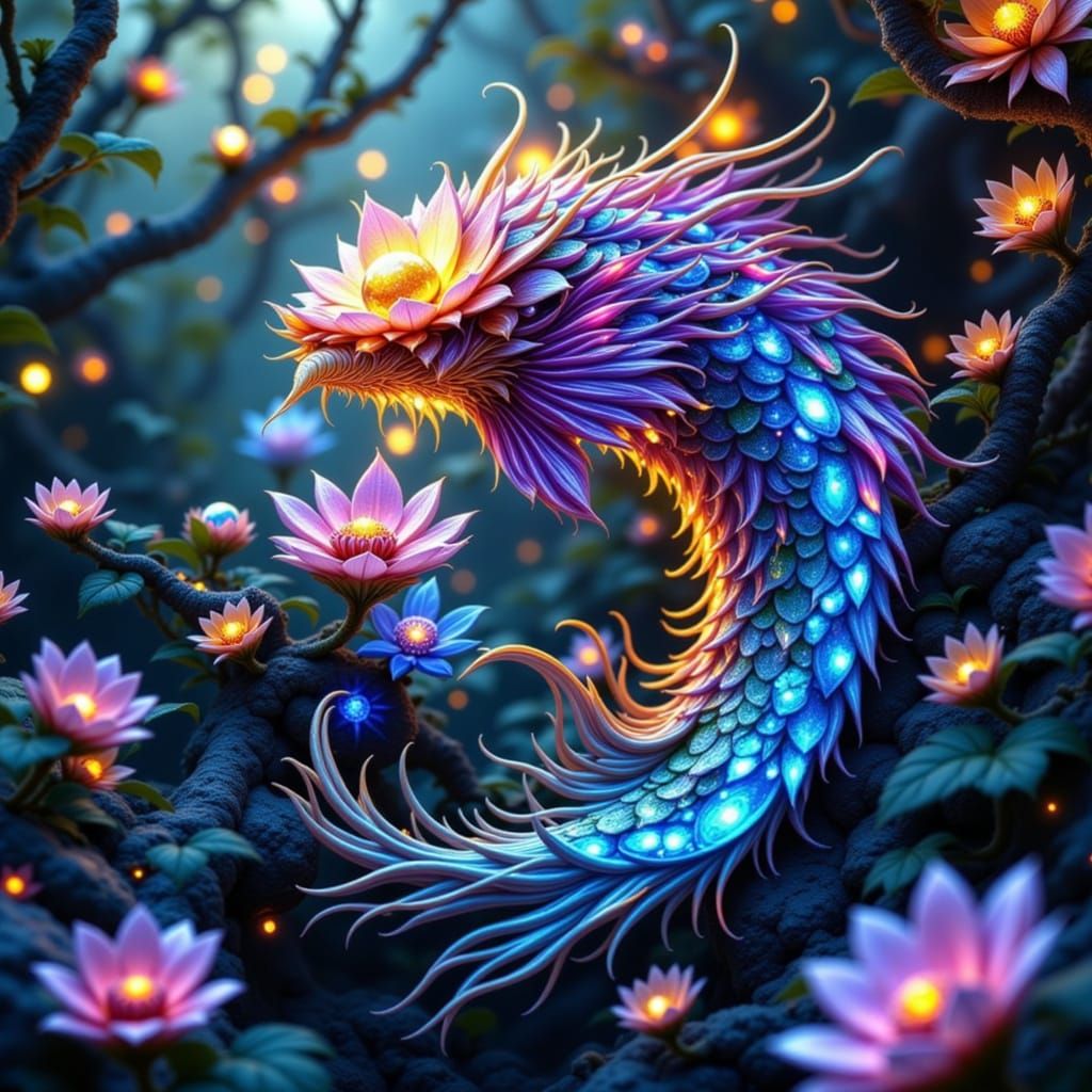 Yin-Yang Fish with Gem Piercings in Mystic Fractal Environme...