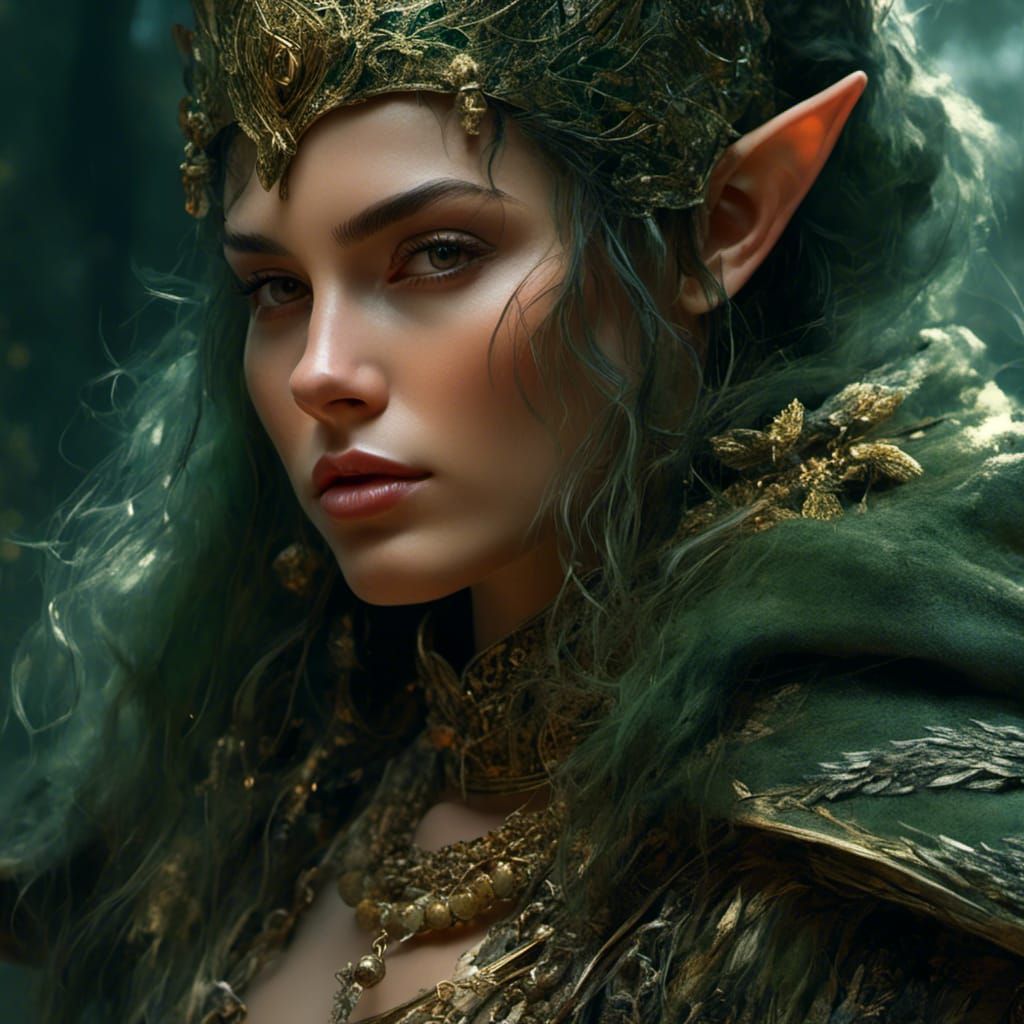 Elegant Elf Fighter in Forest Twilight