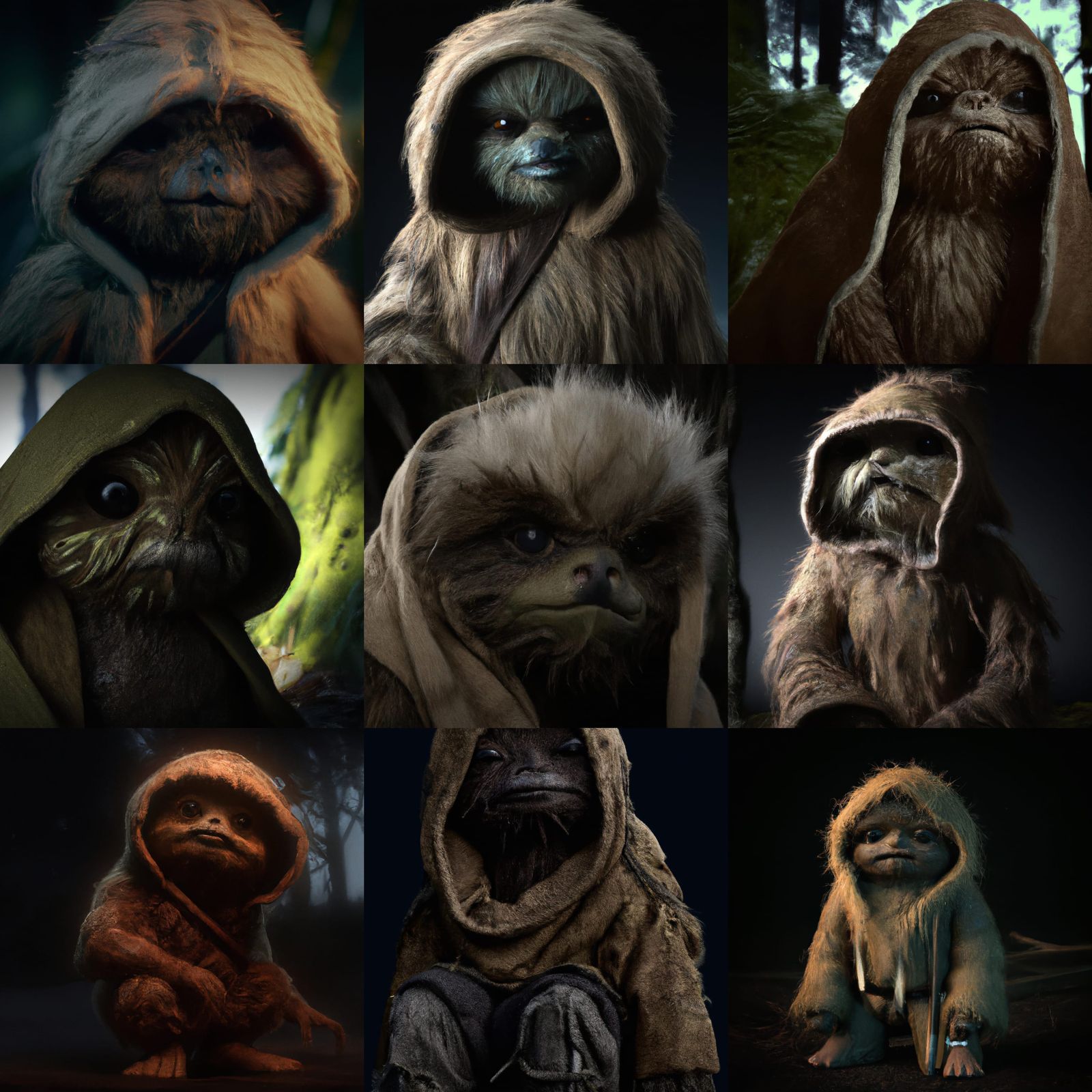 Jawa Ewok Hybrid in Dark Photo Render