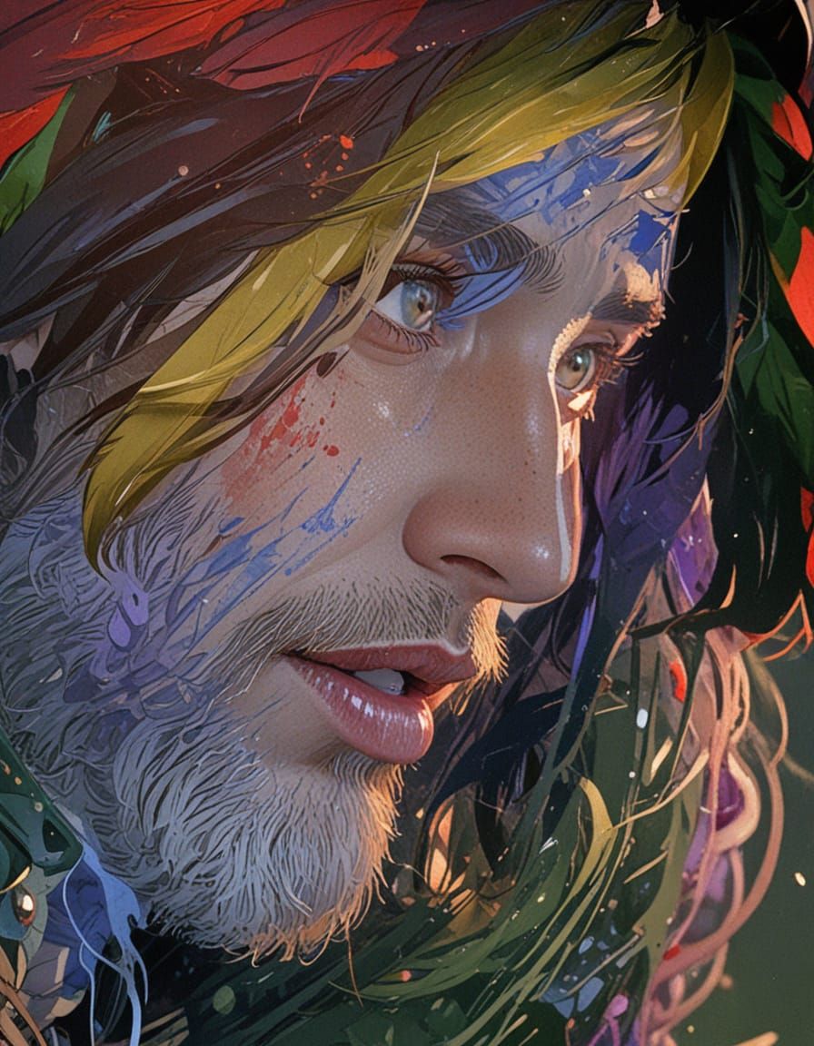 Dynamic Dark Fantasy Figure in Explosive Color