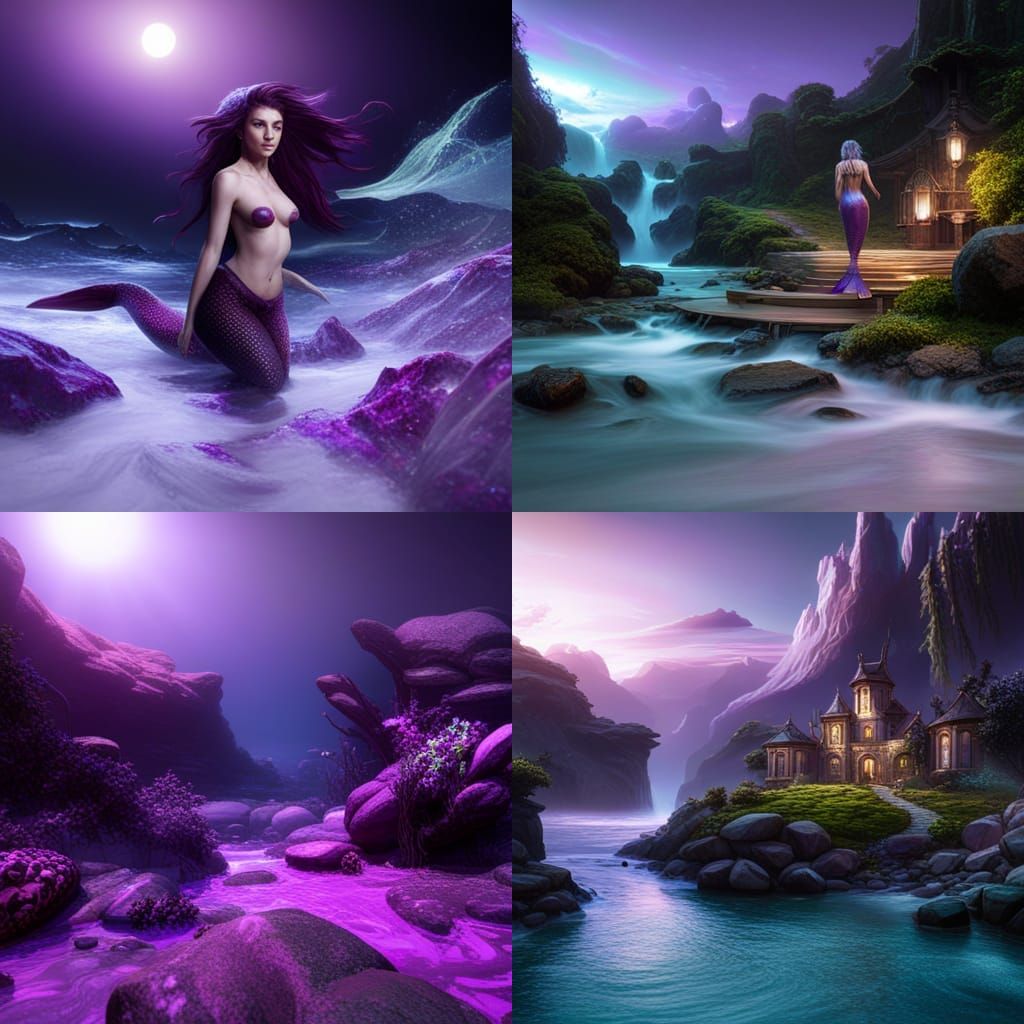 Ethereal Purple Mermaid Fantasy Art