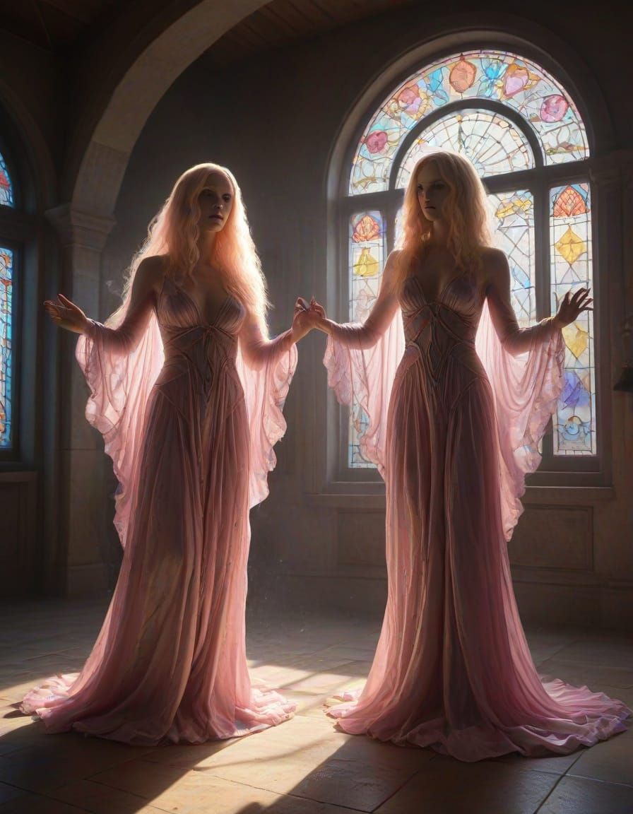 Ghostly Alien Spirits Dancing in Vibrant Home