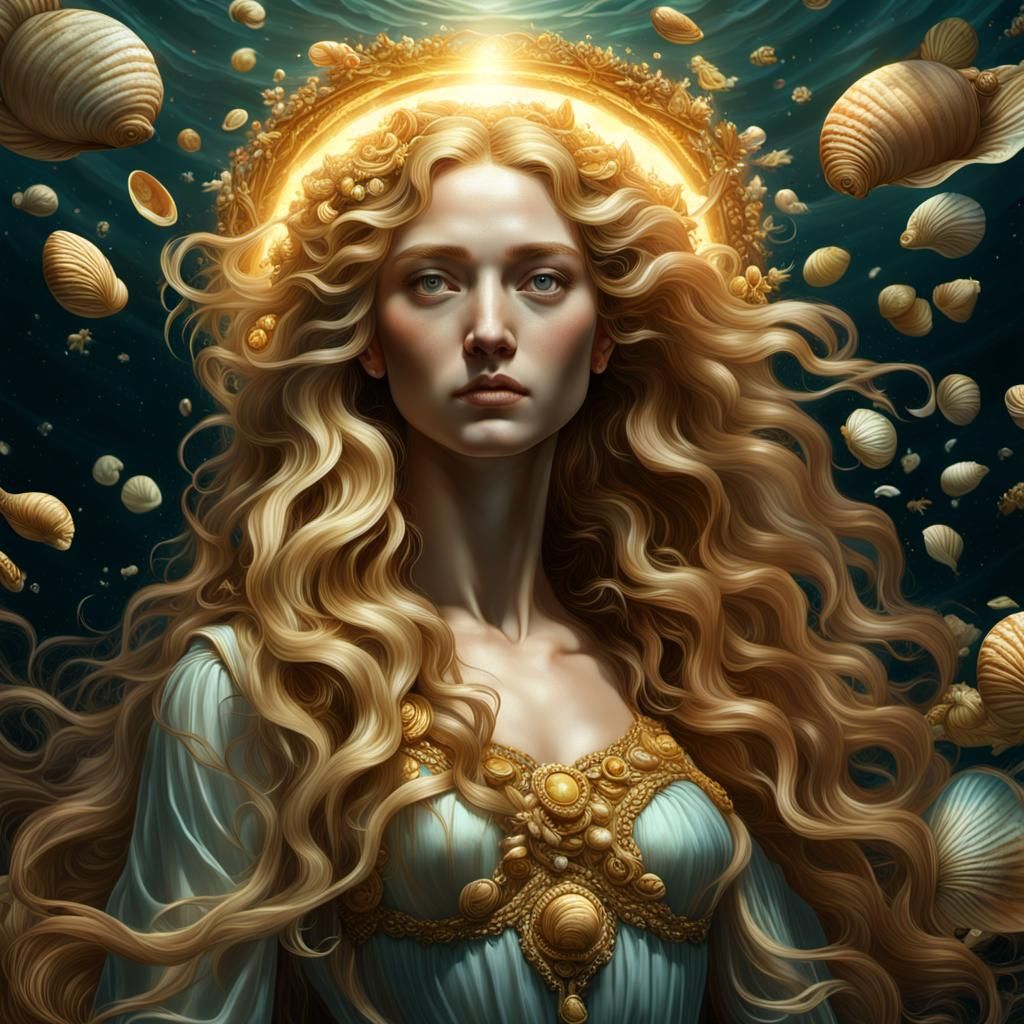 Birth of Venus Digital Painting in Dark Fantasy Style