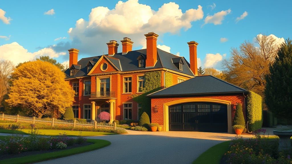 Elegant Chateau in Golden Afternoon Light