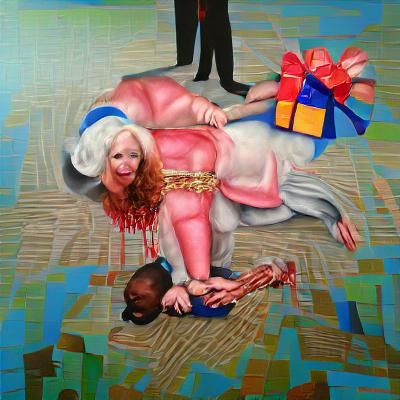 Judith Beheading Holofernes in Corporate Memphis Style