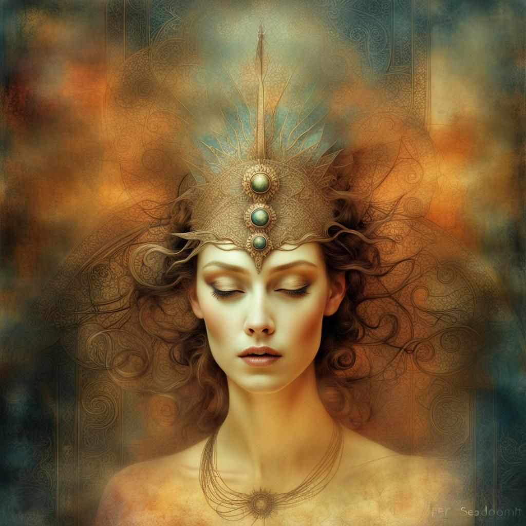 Beautiful Face with Burn Art in Digital Painting