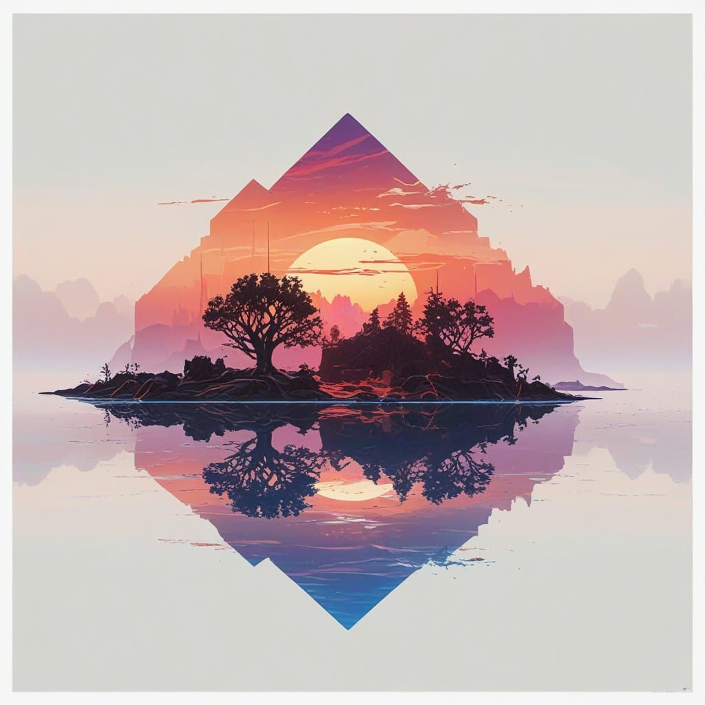 Surreal Digital Landscape of Glowing Tree Structures and Gli...