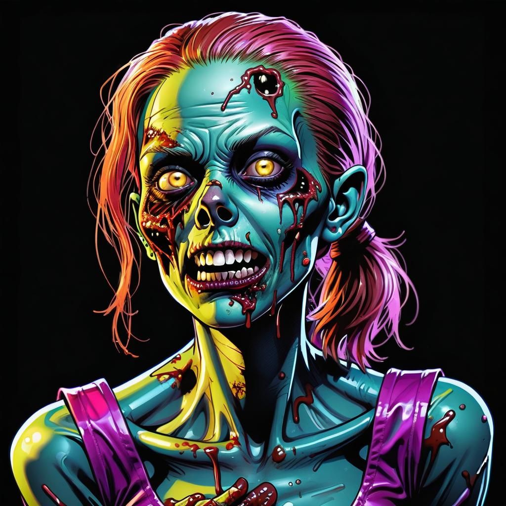 Adorable Zombie Portrait in Comic Book Style