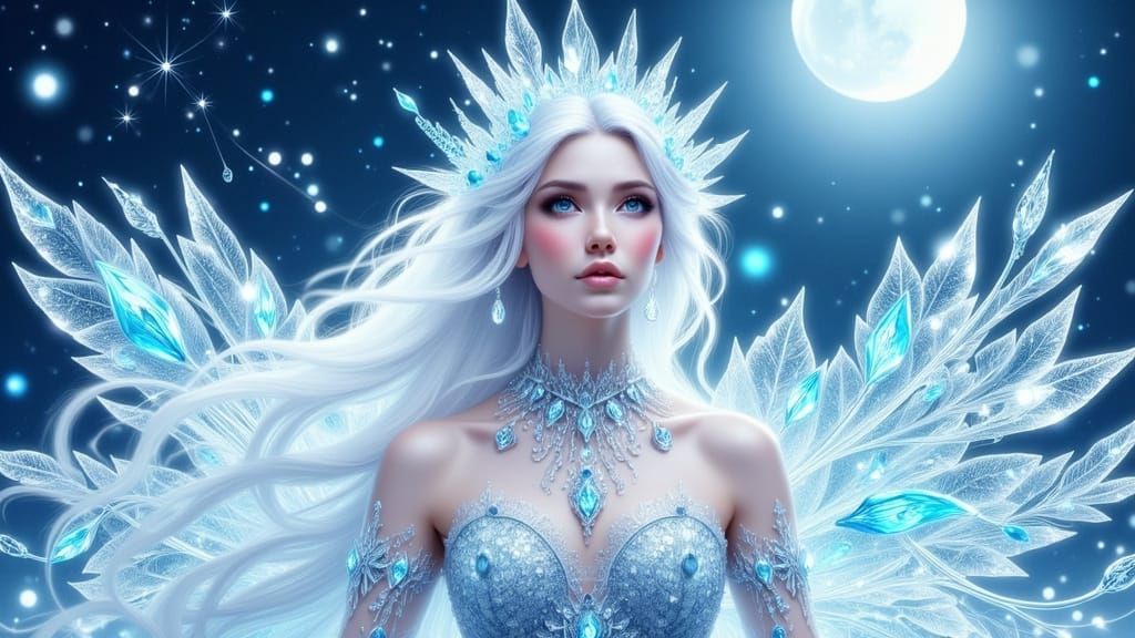 Ice Queen in Intricate Ice Armor