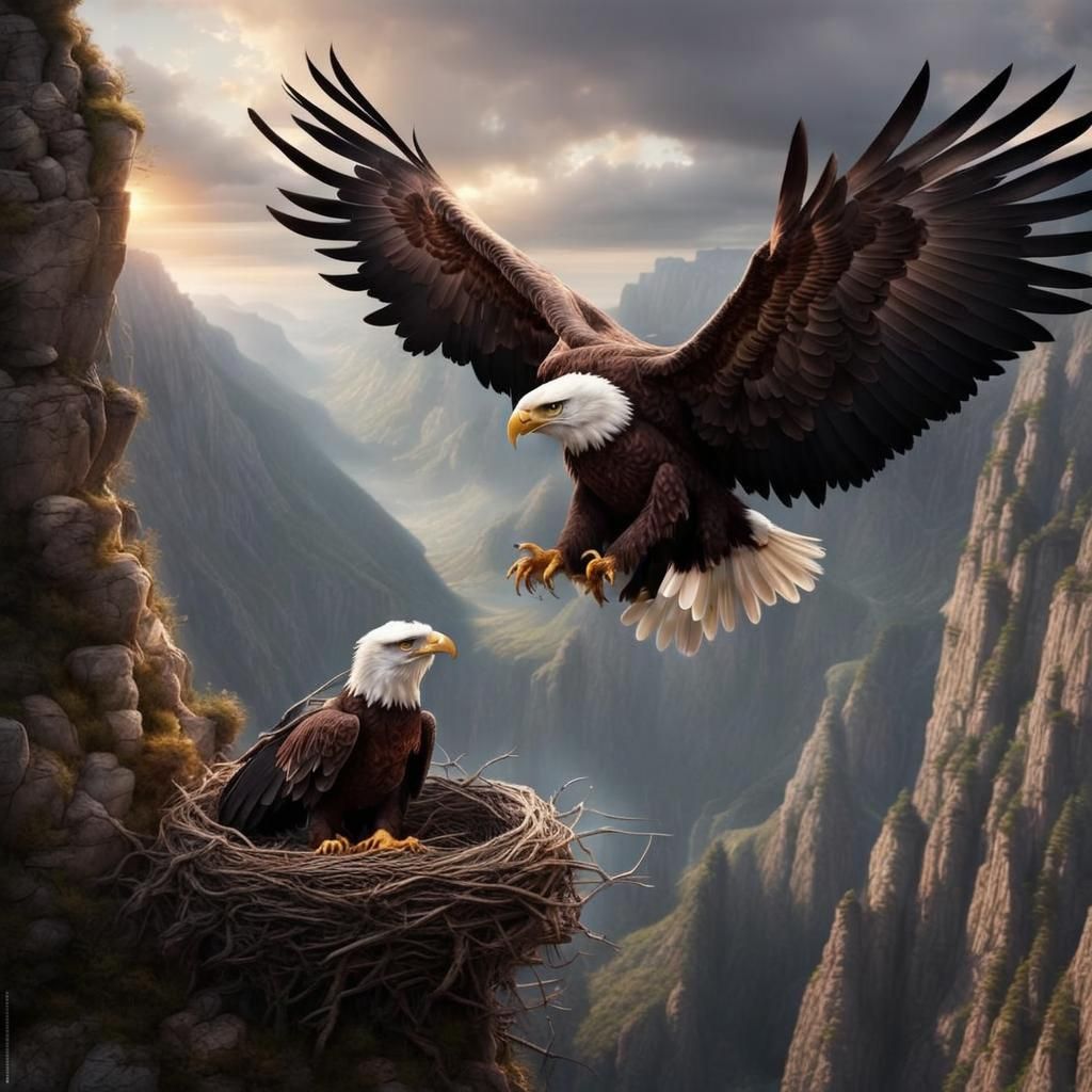 High in the mountain crags.