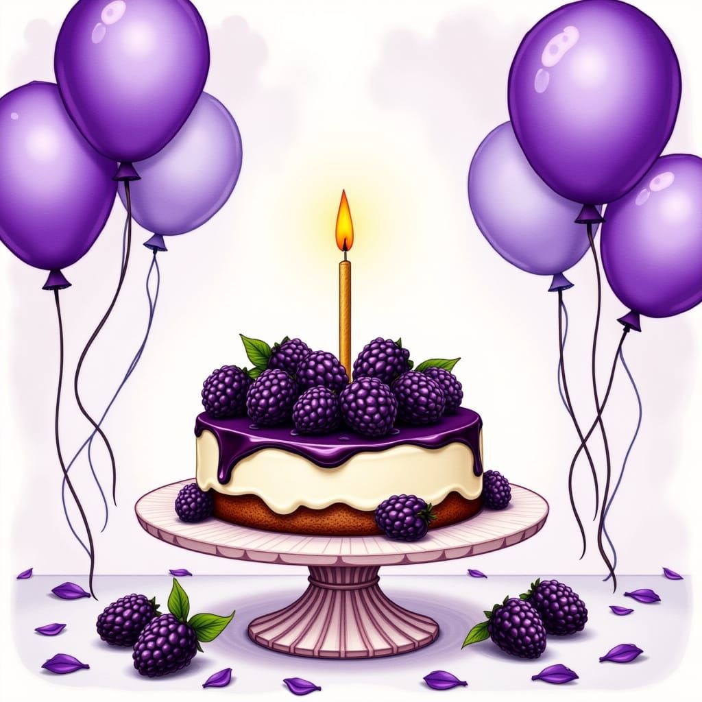Whimsical Blackberry Birthday Party in Watercolor Style