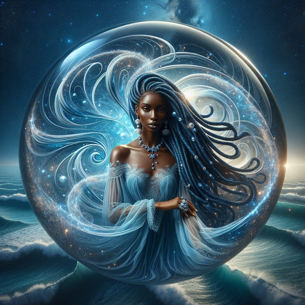 A swirling blue steel galaxy