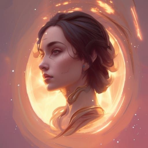 Glowing Old Soul Portrait in Art Nouveau Style