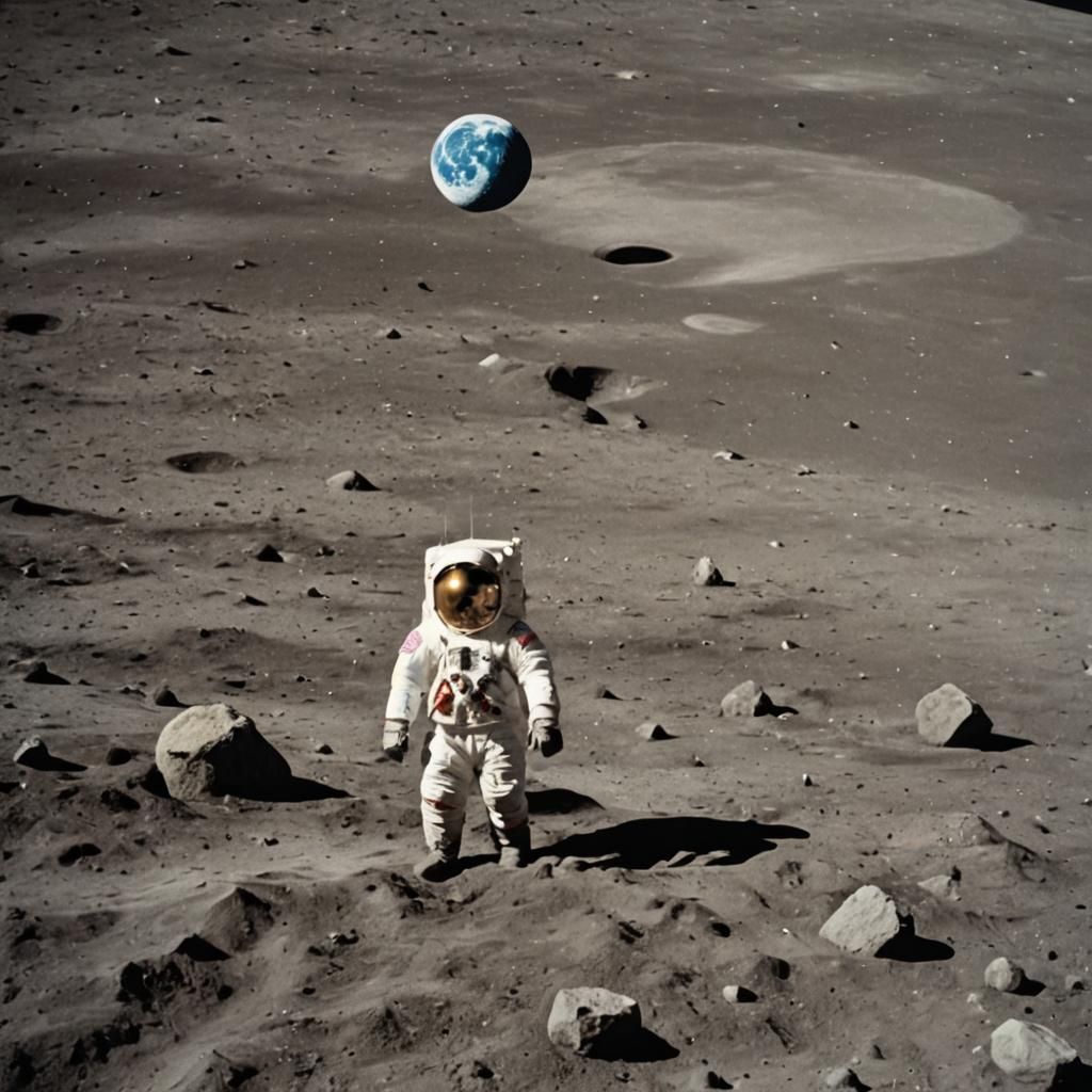 Astronaut Contemplates Earth from the Moon