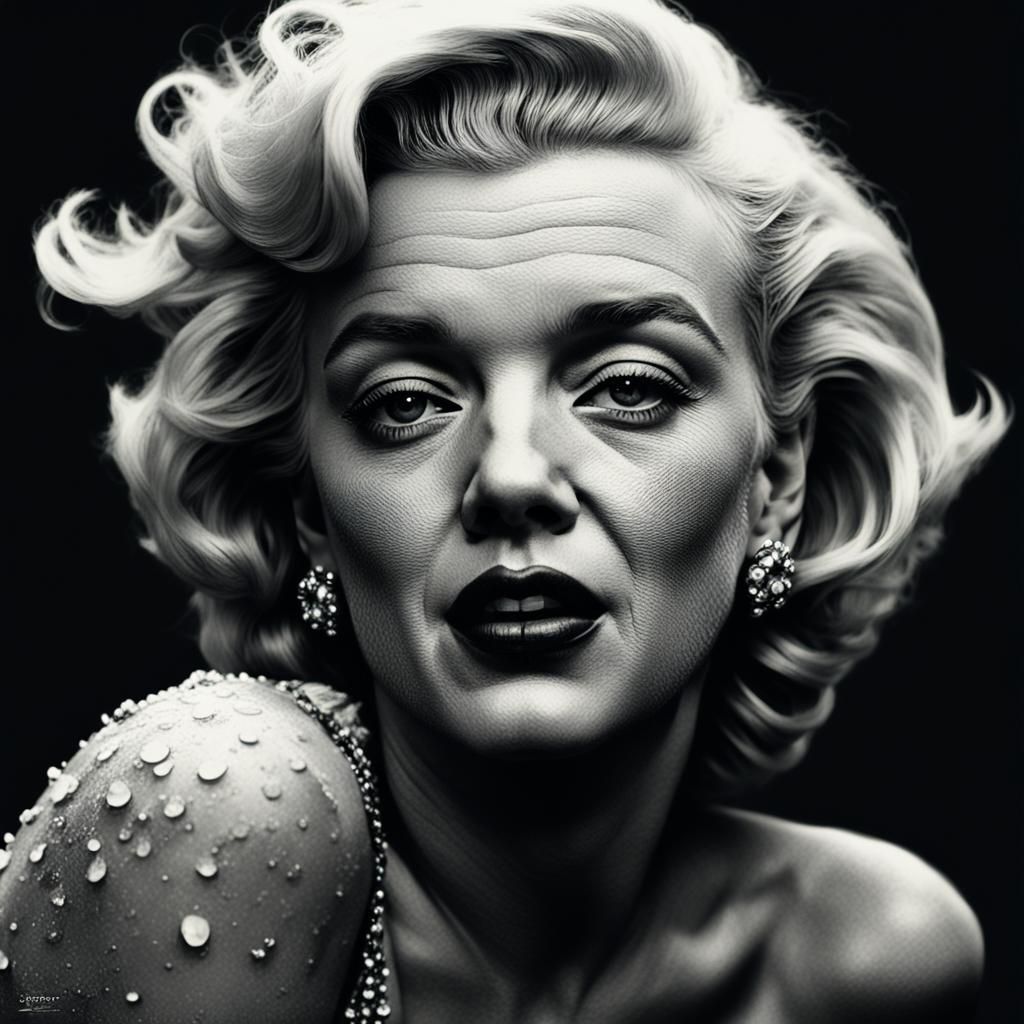 Monochrome Portrait of Marilyn Monroe in Noir Style