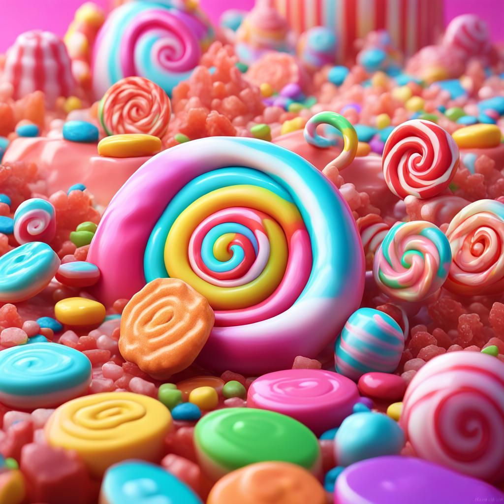Candy Fantasy Land in 3D Digital Art Style