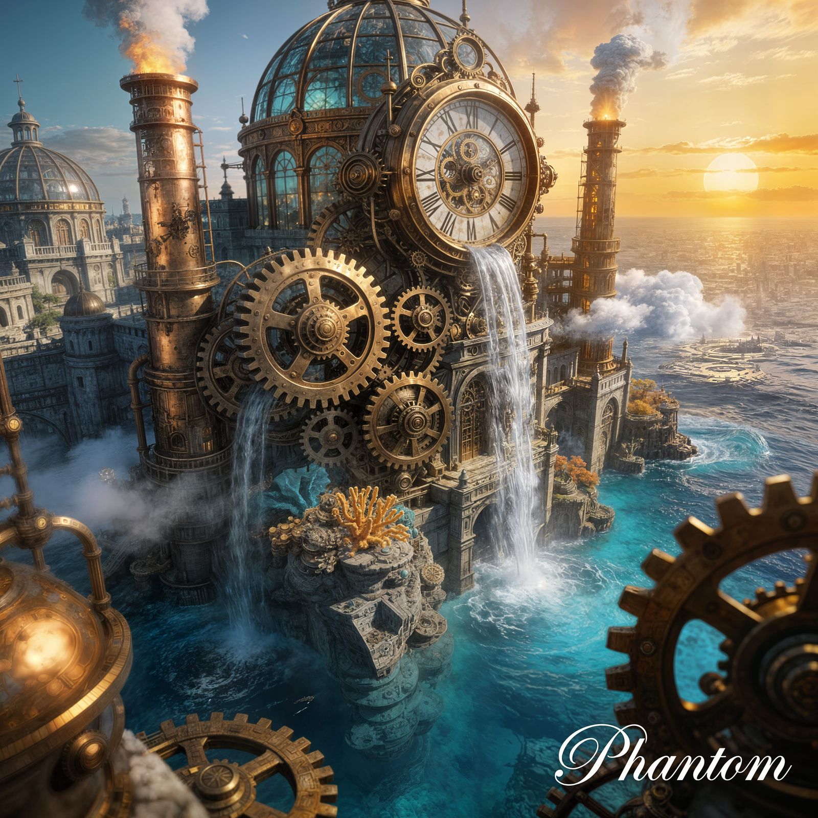 Steampunk Atlantis Clockwork City Rises From Ocean