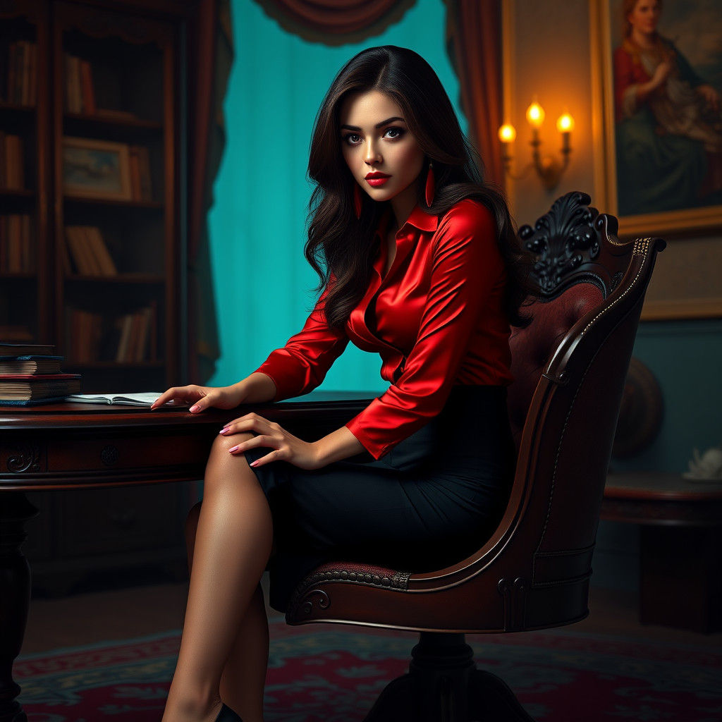 Woman in Red Blouse: Fantasy Concept Art