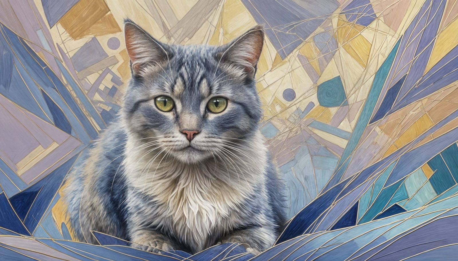 Abstract Cat in Impressionist Style with Soft Colors