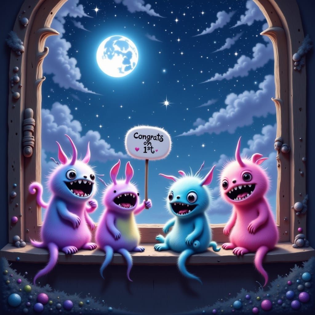 Monsters Celebrate First Place Under Starry Sky