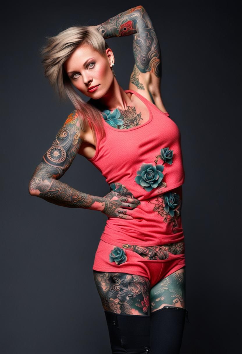Woman Adorned with Tattoos