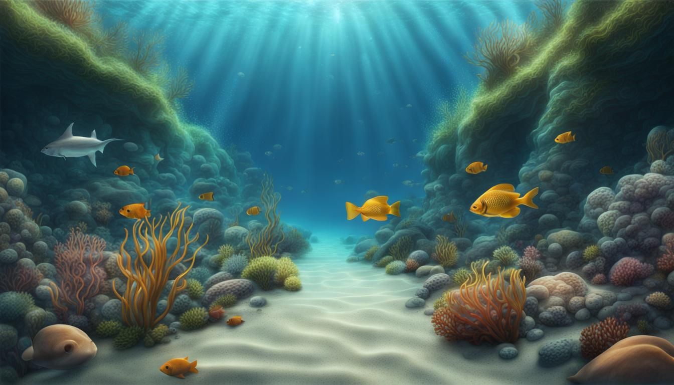 Realistic Underwater Scene with a Path