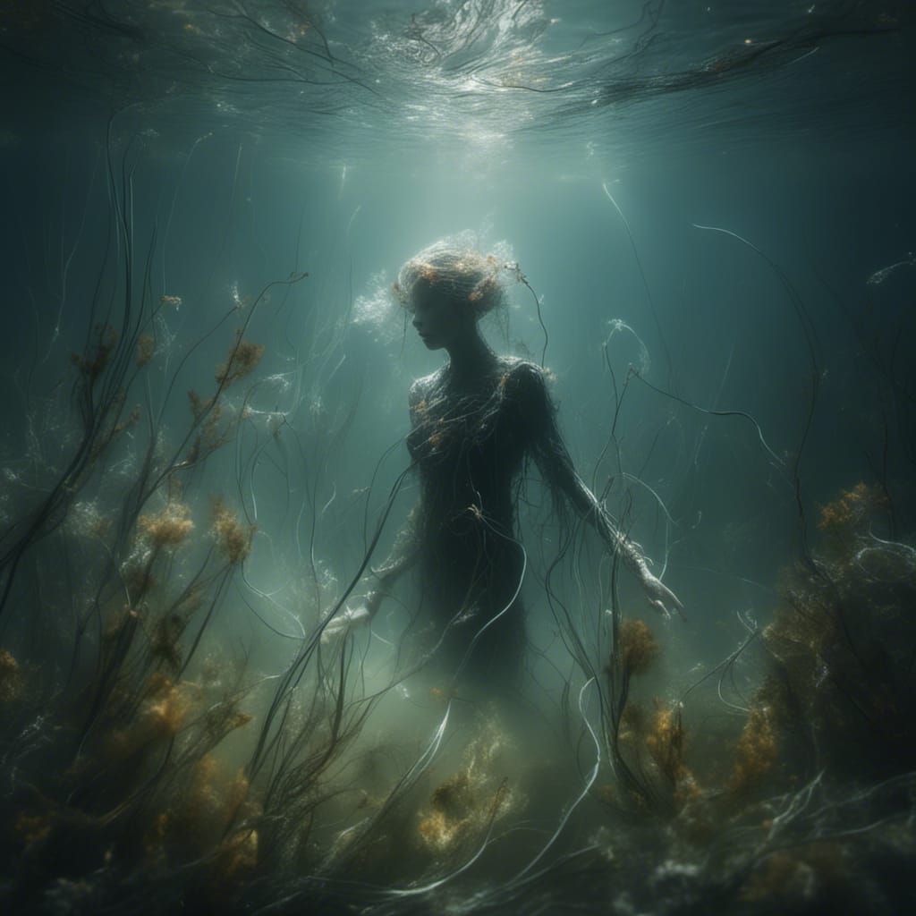 Dreamlike Submerged Figure in Surreal Fine Art