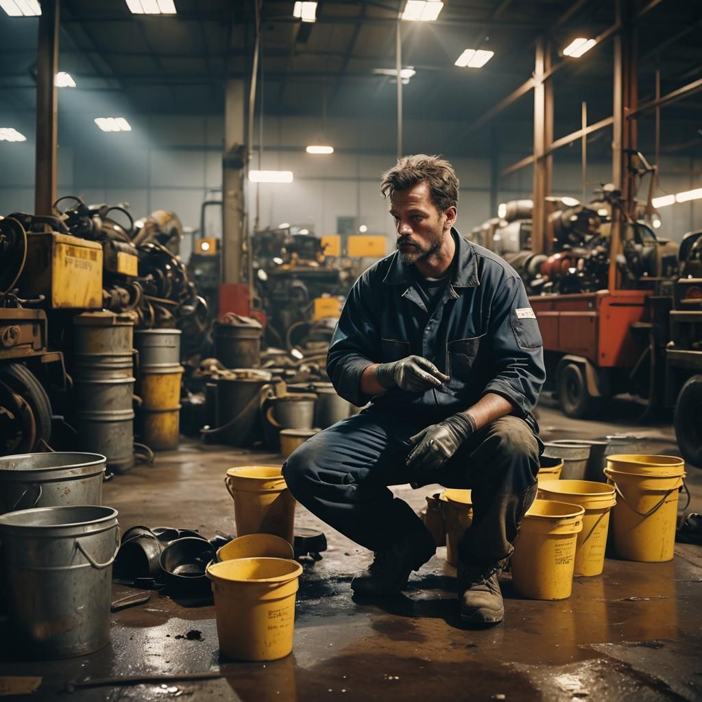 Car Mechanic in Industrial Film Still