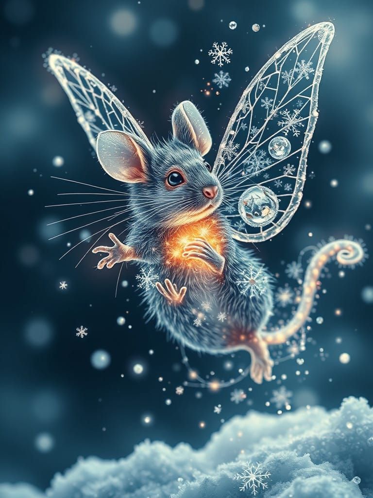 Whimsical Light Fairy, Artistic Sparkles and Snowflakes