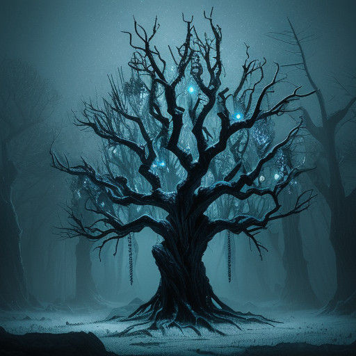 Eerie Christmas Tree Concept Art in Dark Fantasy Style