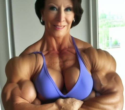 Muscular Bodybuilder Mother Flexing Ripped Physique