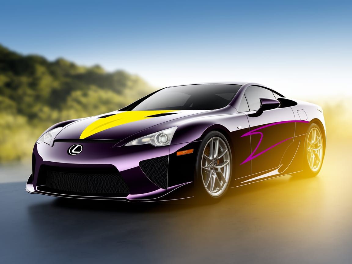 Elegant Dark Purple Lexus LFA with Vibrant Yellow Accents