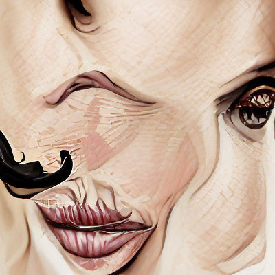 Detailed Photoillustration of a Woman with Moustache