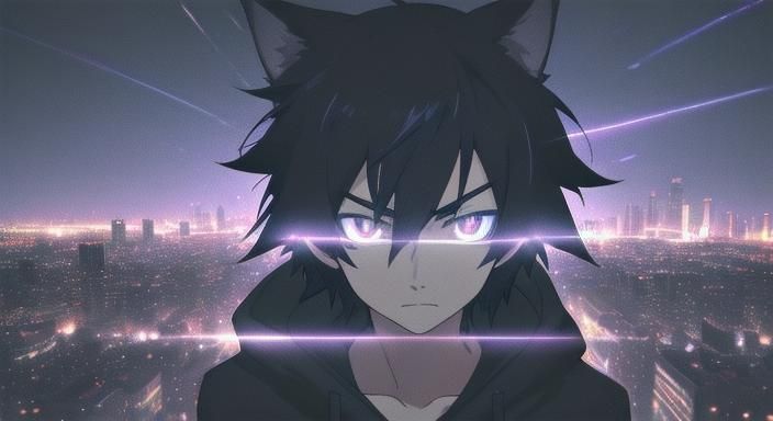 Furry Anime Boy in Cityscape, Anime Style