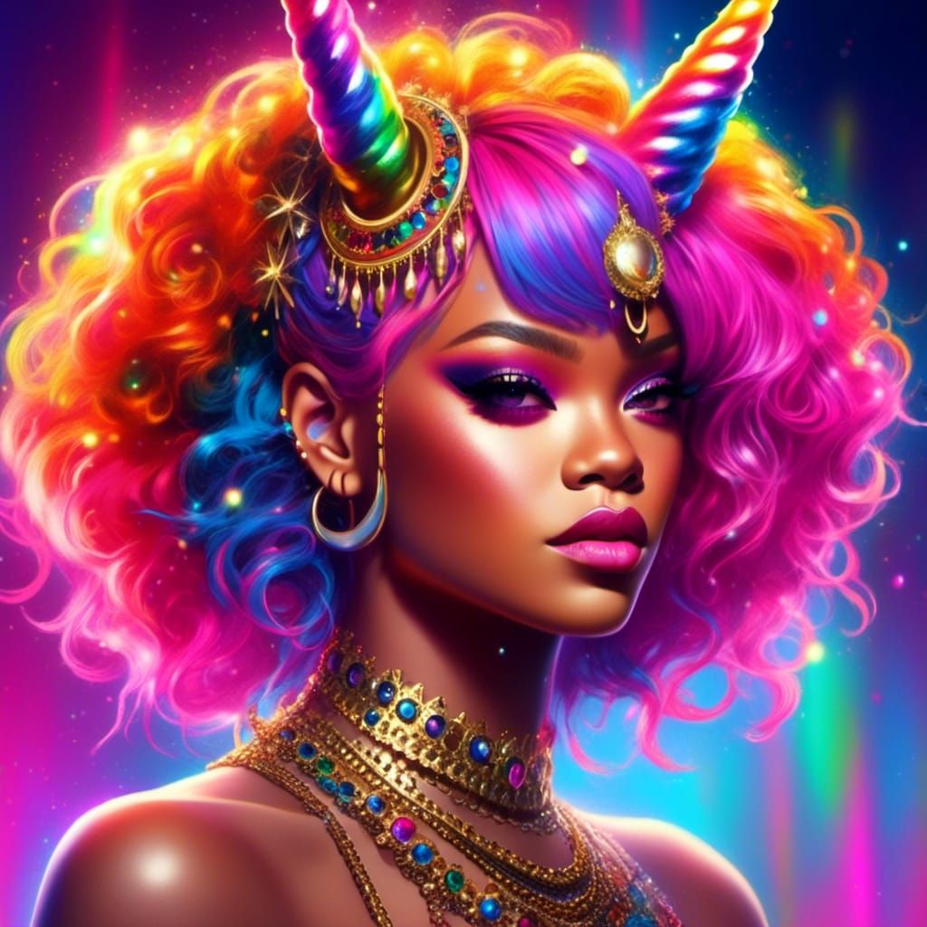 Rihanna as a Graceful Unicorn Portrait