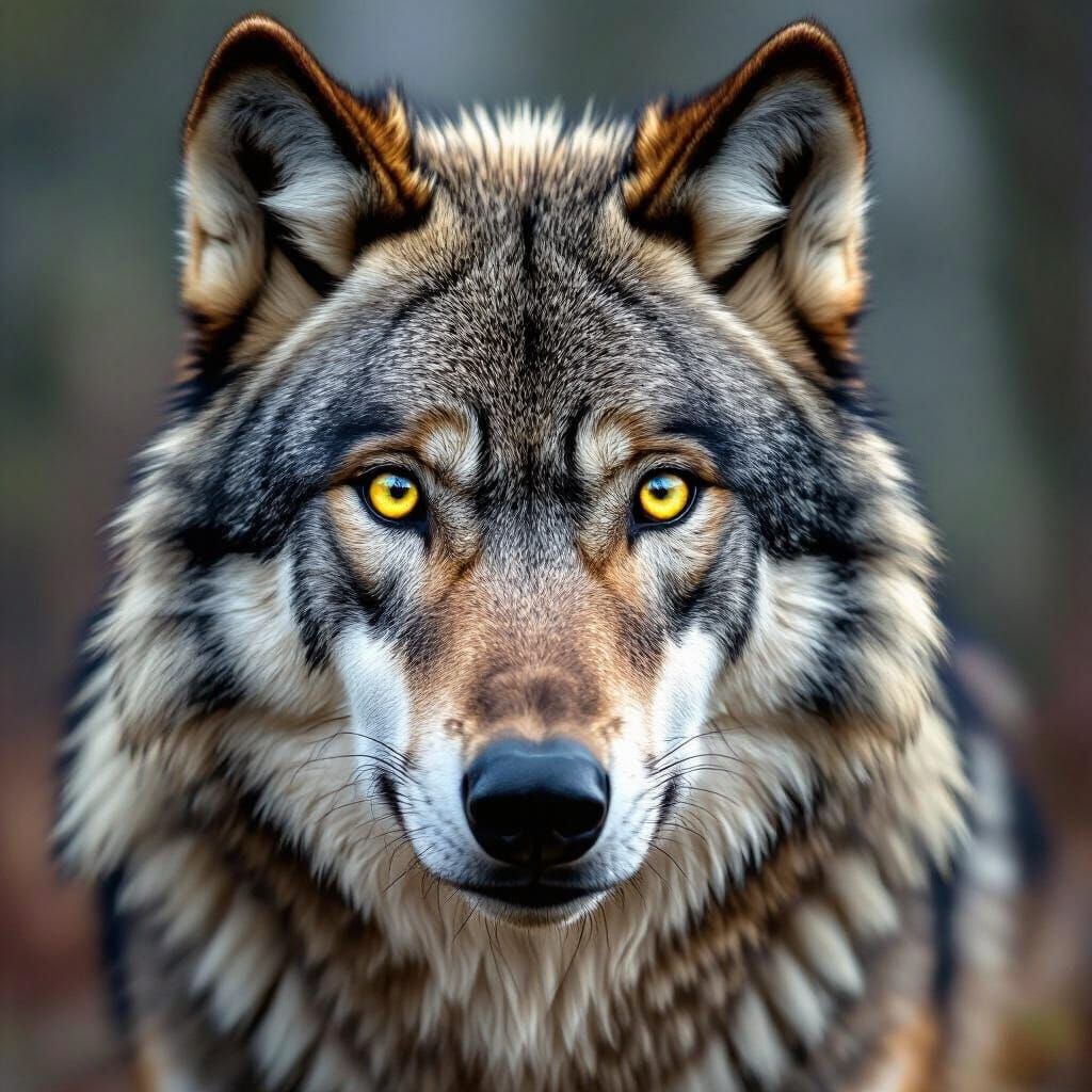 Alert Wolf Eyes in Dramatic Lighting