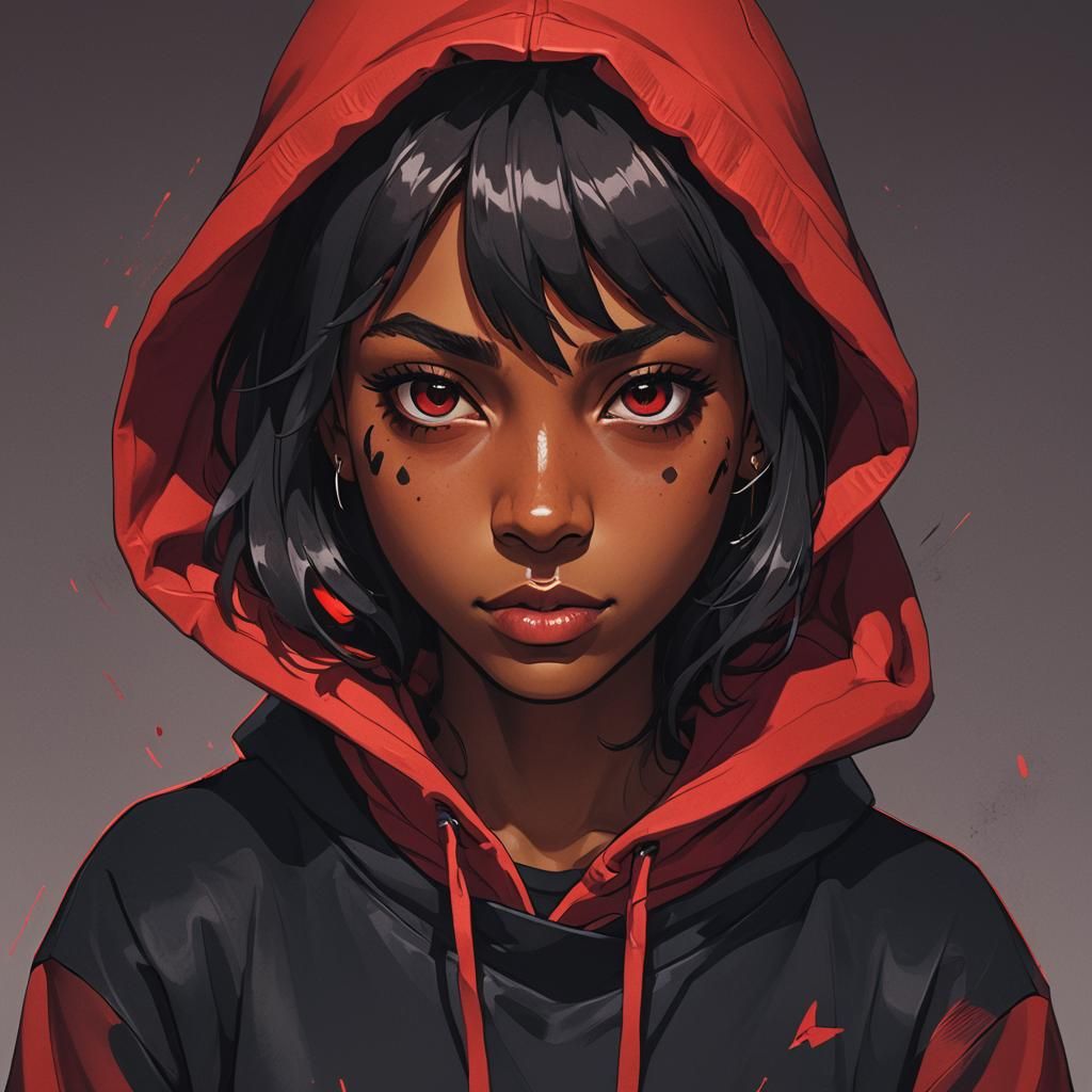 Anime Portrait: Girl in Rottweiler Hoodie