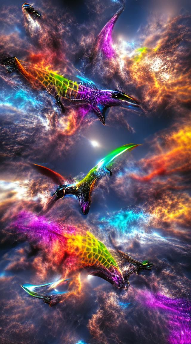 Space wyvern VRay colourful deviantart 8k resolution CryEngi...