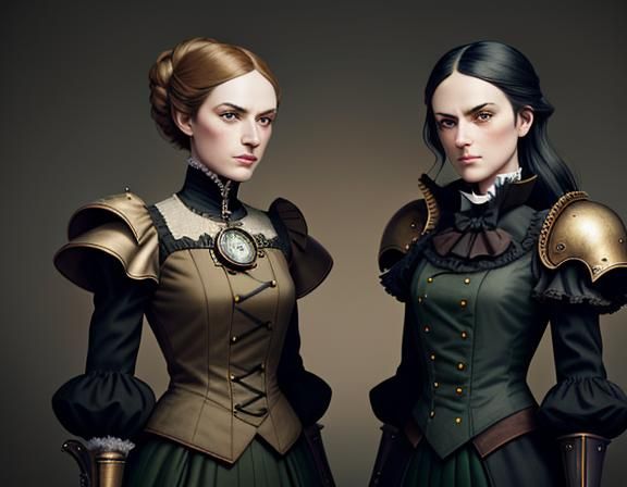 Steampunk Twins in Time Machine Concept Art