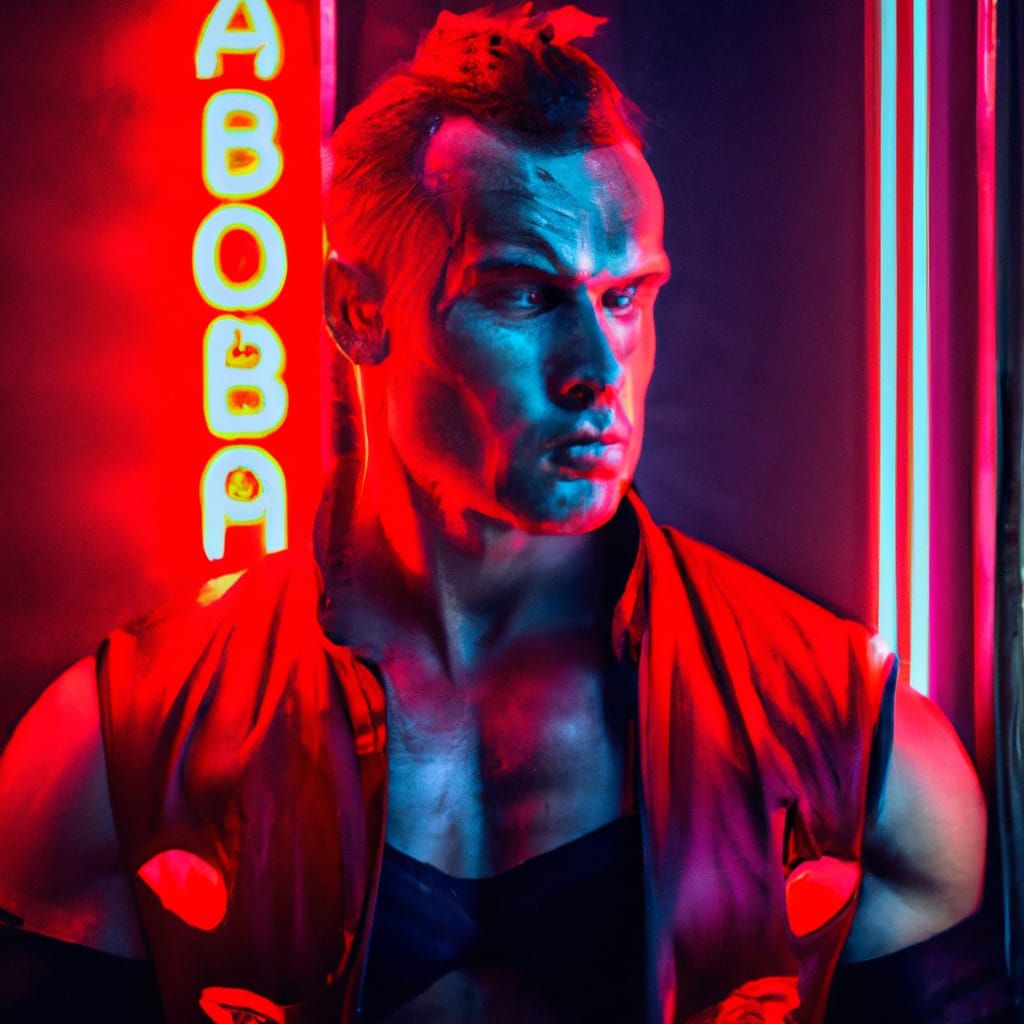 Cyberpunk Oni Thug with Neon Lighting