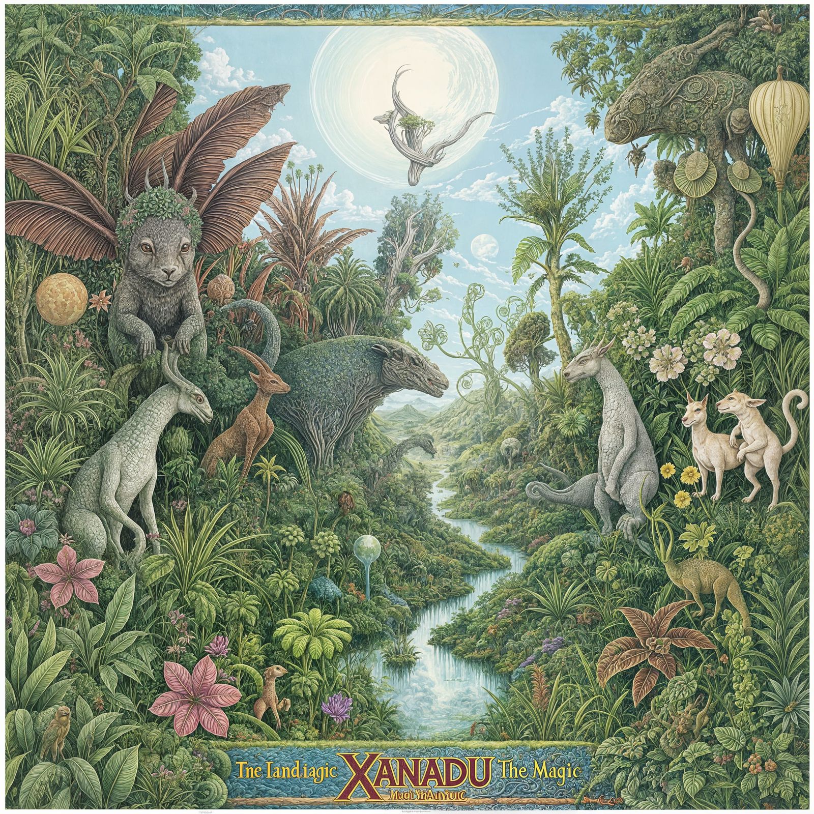 Magical Xanadu Landscape with Exotic Creatures