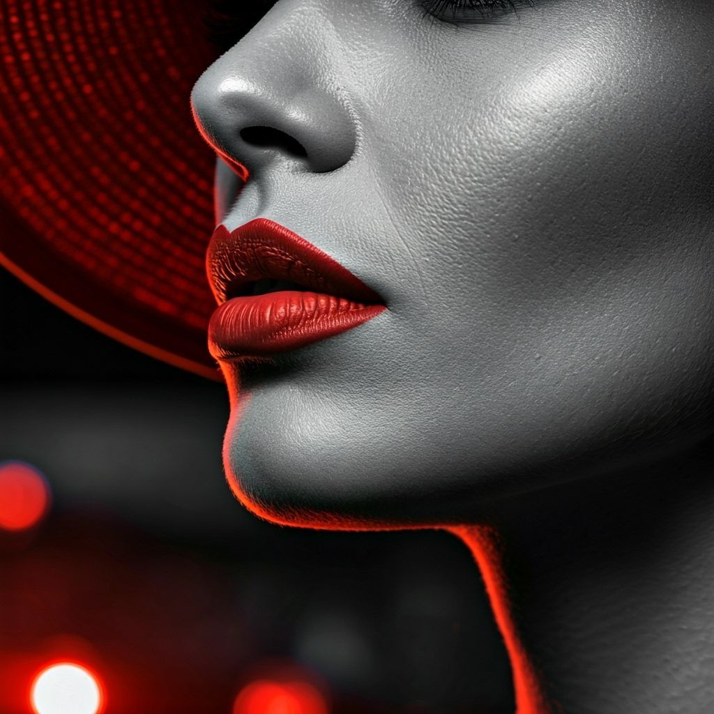 Monochrome Portrait of a Charismatic Woman in Red