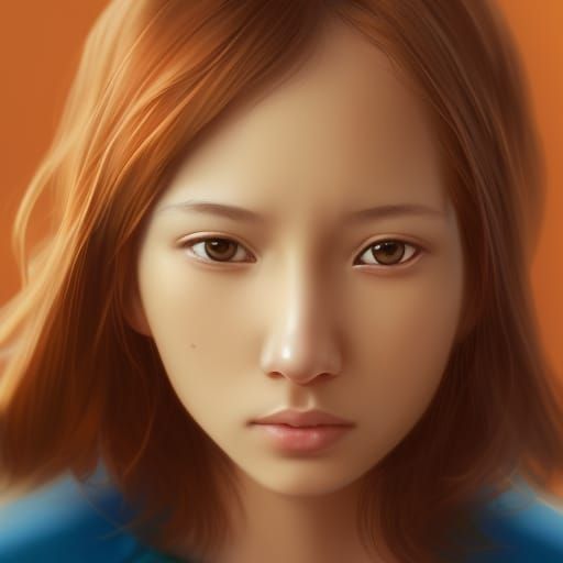 Orange-Haired Teen with Hearing Aids, Hyperdetailed Portrait