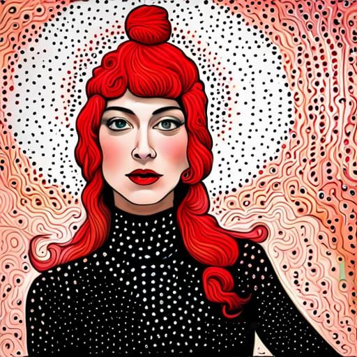 Polka Dot Portrait with Starry Background