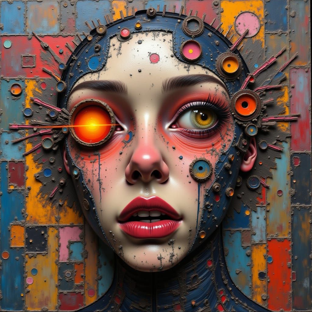 Female Cyborgs Shoot Lasers in Strange Collage Style