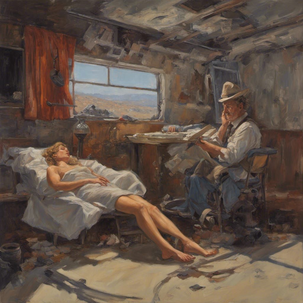 Melancholy Oil Painting of a Young Woman's Passing